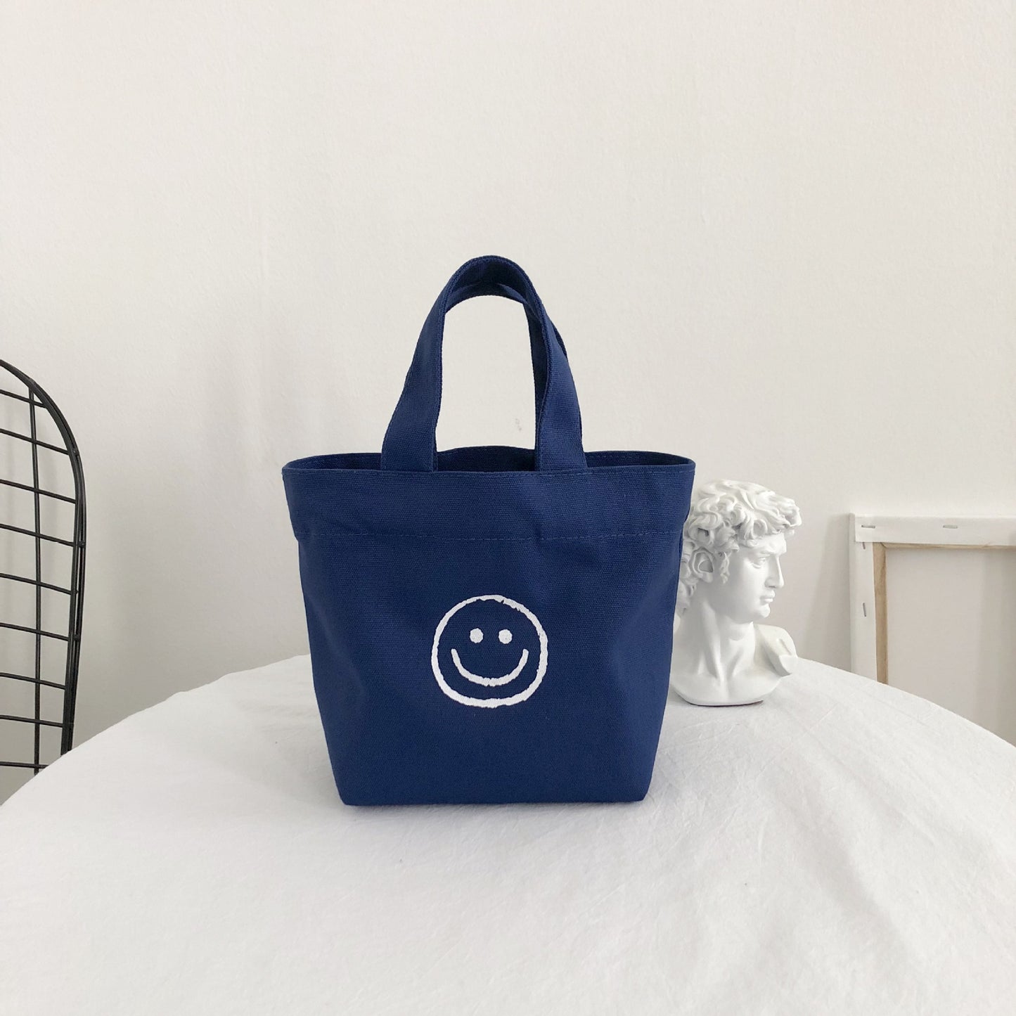 Women's Canvas Cute Smiley Face Simple Lunch Handbags