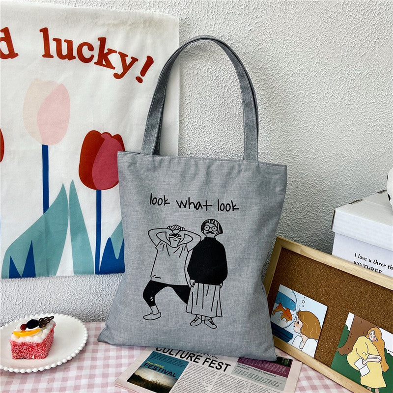 Canvas Printed Simple Fashion Packaging Book Handbags