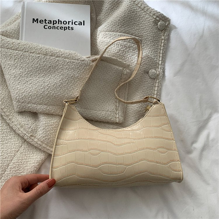 Women's Fan Fashion Embossing Hand Temperament Stone Shoulder Bags