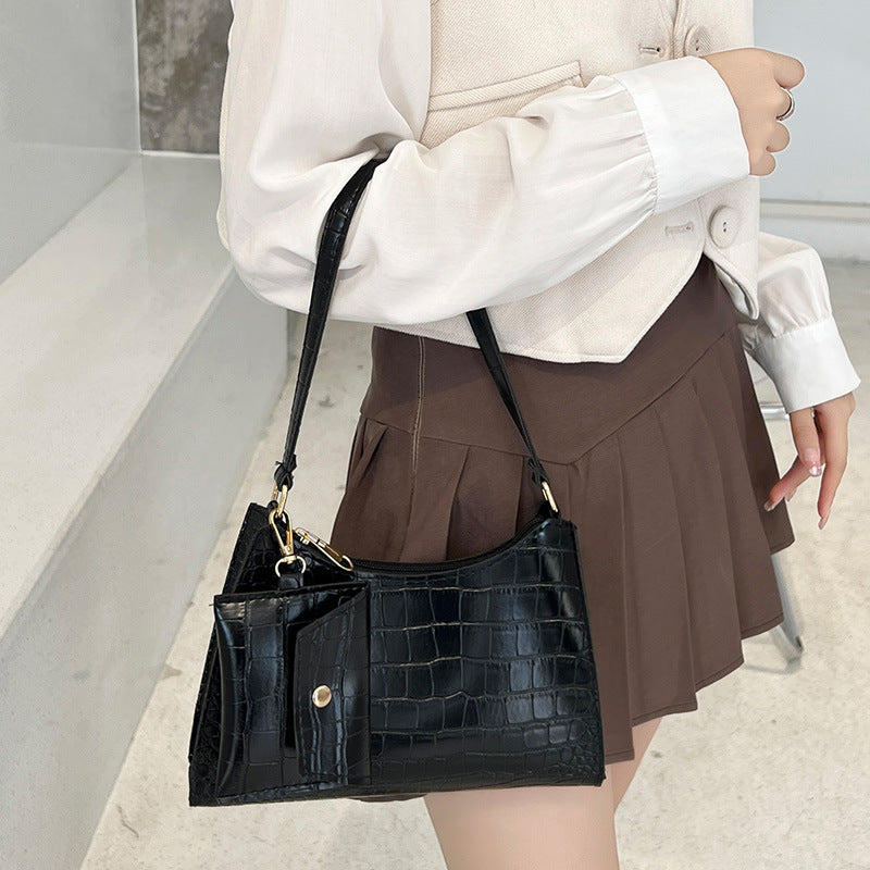 Women's New Crocodile Pattern Underarm Two-piece Shoulder Bags