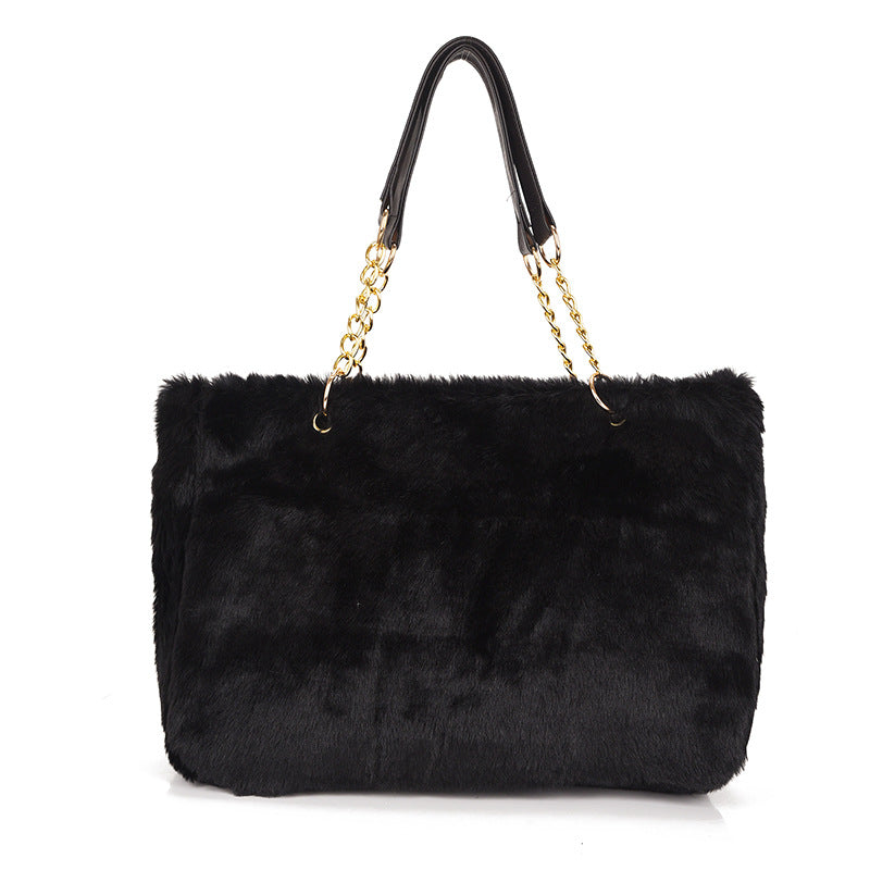 Stylish Glamorous Fur Portable Plush Shopping Bags