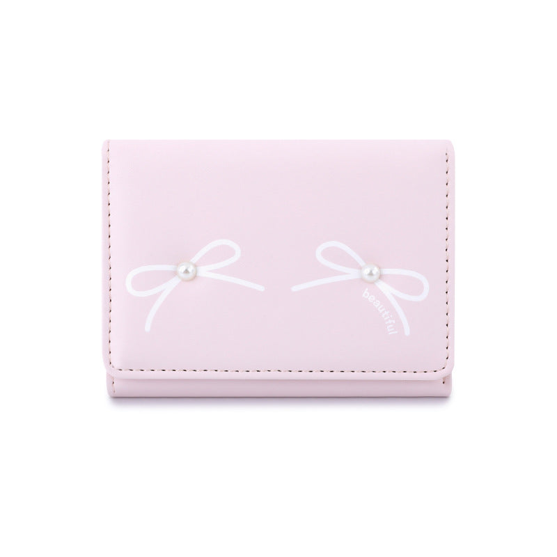 Women's Summer Bowknot Outing Cute Pearl Ladies Wallet