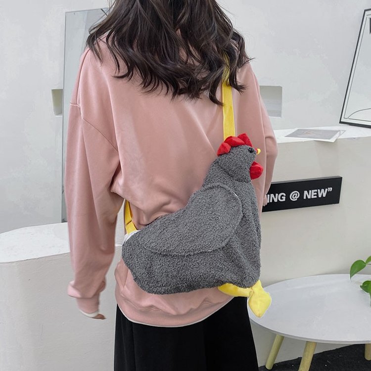 Women's Cute Plush Teenage Creative Cock Personality Crossbody Bags