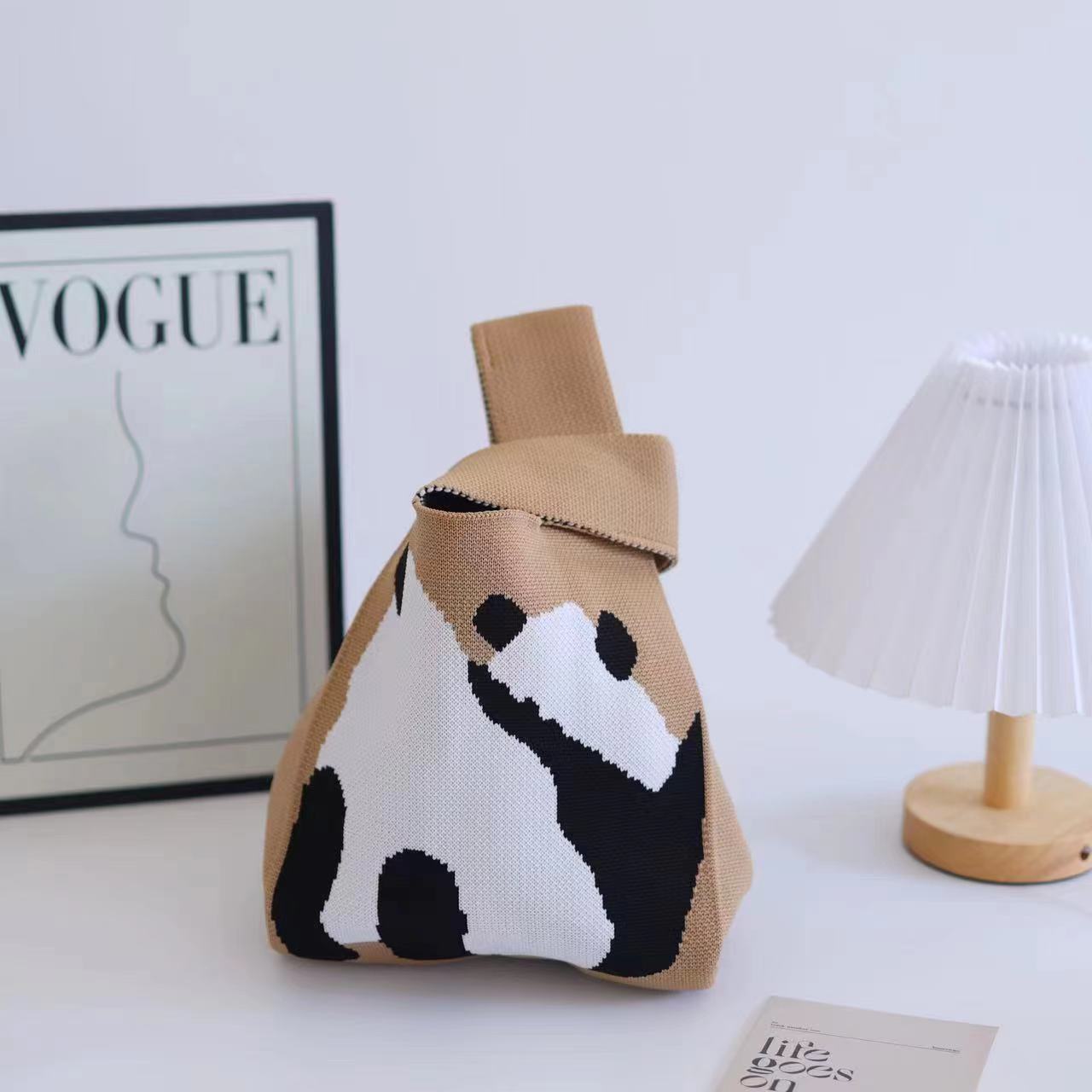 Women's Boat Festival Panda Knitted Wrist Handbags