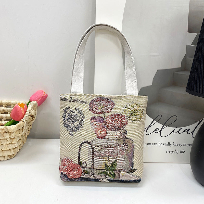 Gold Silk Double-sided Embroidered Ethnic Style Handbags