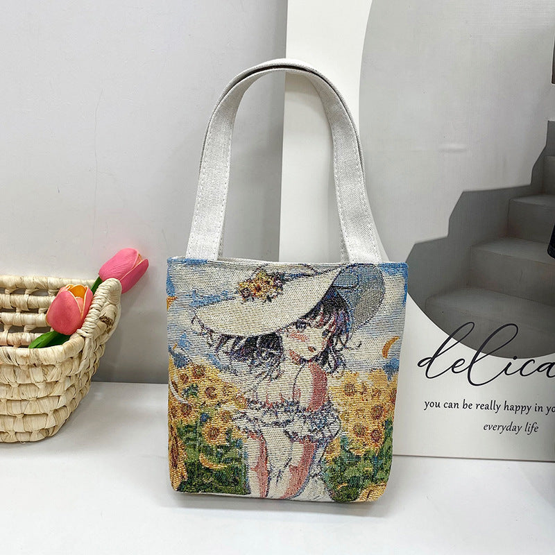Gold Silk Double-sided Embroidered Ethnic Style Handbags