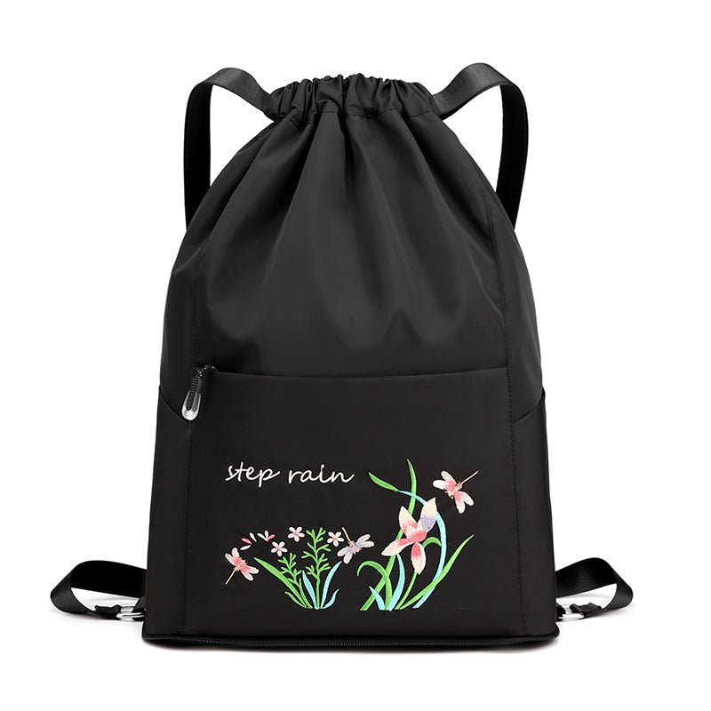 Women's Chinese Style Embroidery Drawstring Simple Portable Backpacks