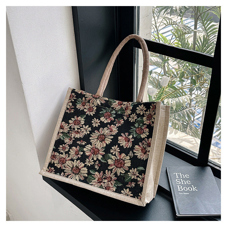 Women's Korean Style Good-looking Large Capacity Cotton Linen Handbags