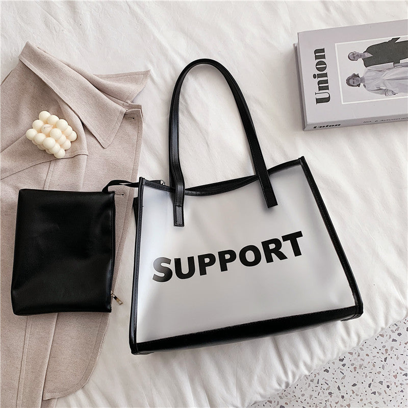 Women's Autumn Transparent Trendy Fashion Commute Jelly Shoulder Bags