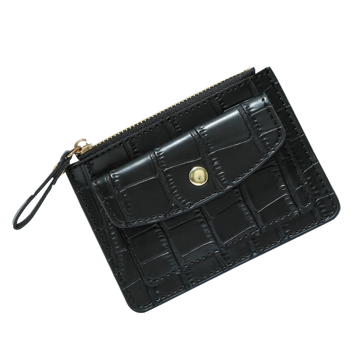 Zipper Slot Female Candy Color Crocodile Card Holder