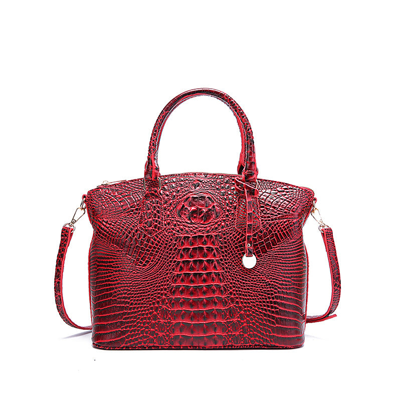 Women's Portable Retro Crocodile Pattern Brahmin Crossbody Bags