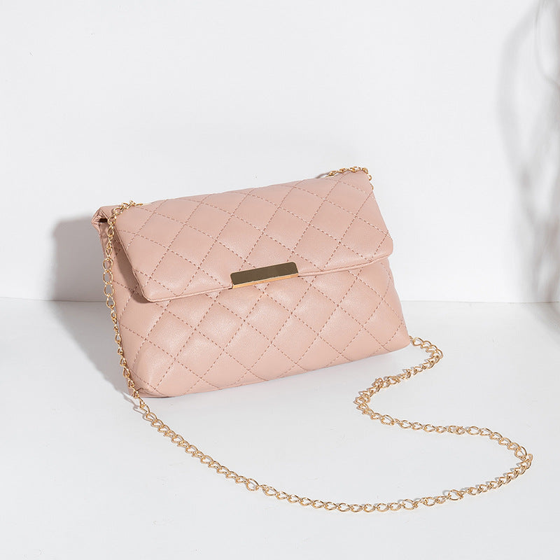 Women's Korean Style Diamond Pattern Embroidered Chain Bags