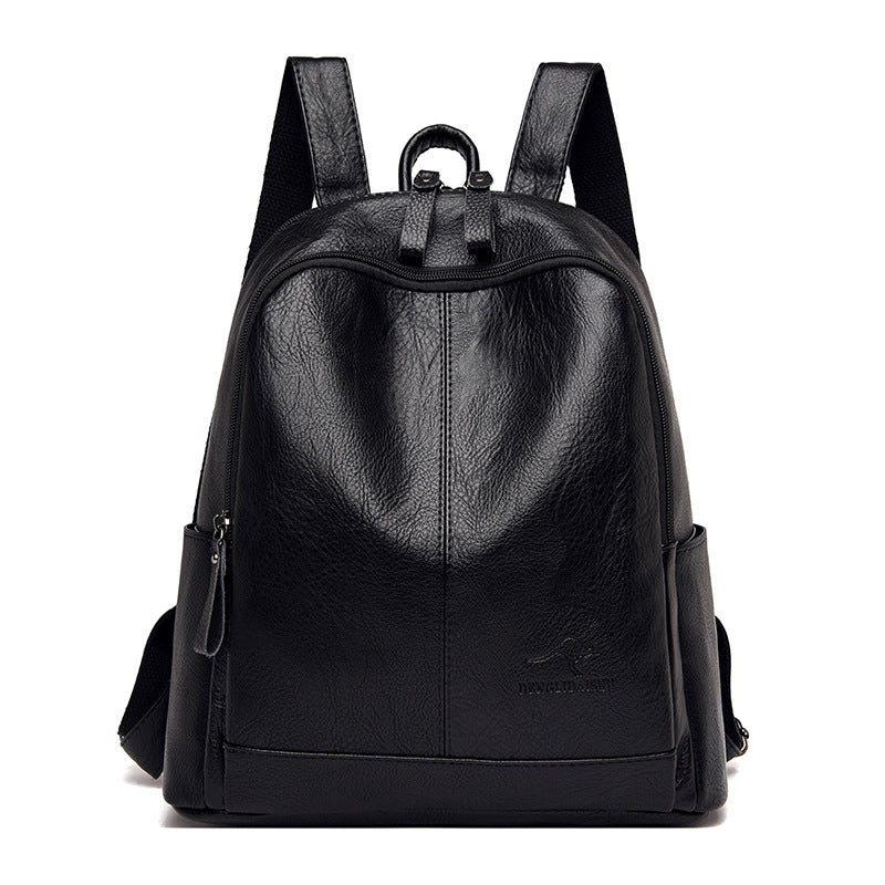 Female Fashion Cowhide Soft Leather Large Backpacks