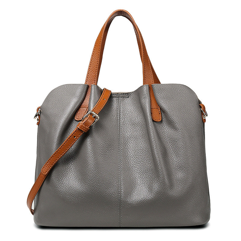 Women's Leather Commuter Niche Contrast Color First Layer Cowhide Bags