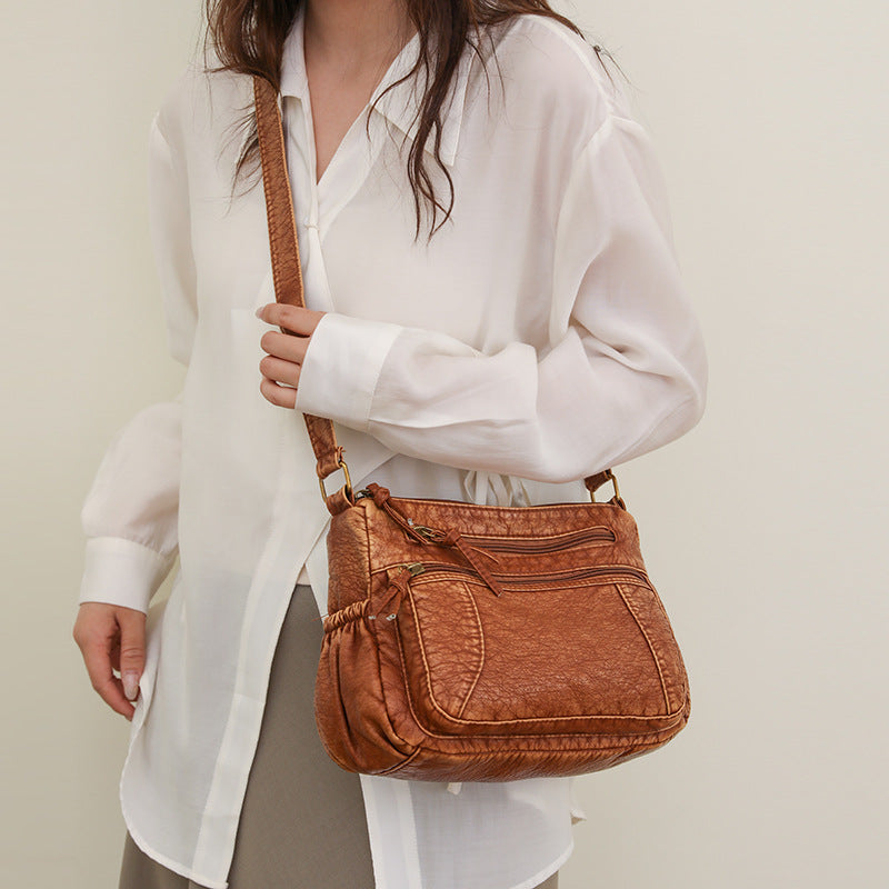 Women's Washed Retro Easy Matching Large Capacity Bags