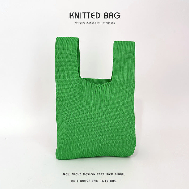Women's Design Candy Color Simple Knitting Versatile Handbags