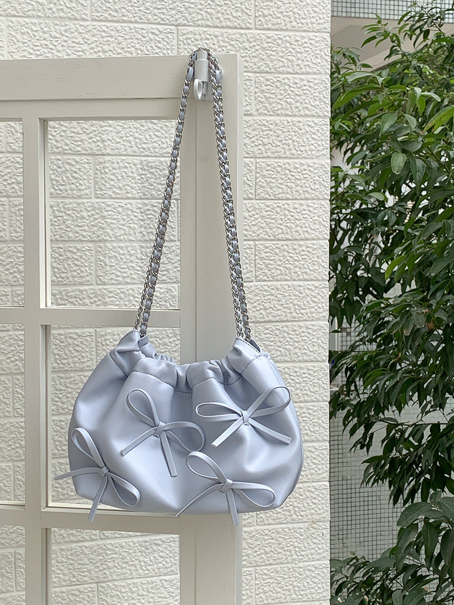 Chain Female Niche Soft Leather Pleated Shoulder Bags