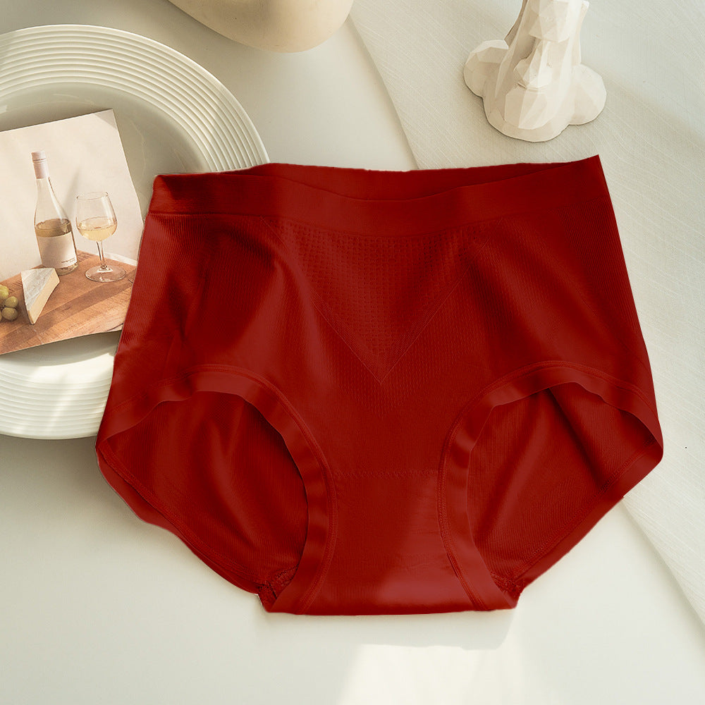Women's Seamless Mid Waist Briefs Nylon Hyaluronic Acid Antibacterial Panties