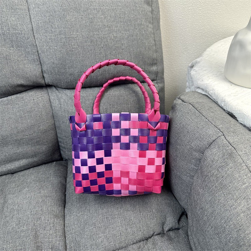 Women's & Children's & Woven Vegetable Basket Beach Colorful Handbags