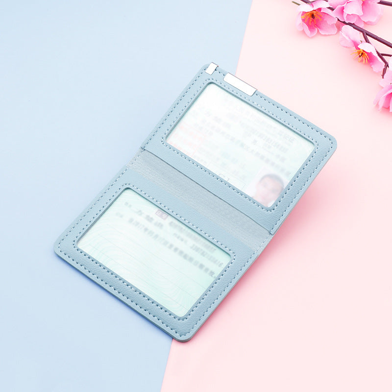 Women's Vertical Driving License Leather Protective Cover Card Holder