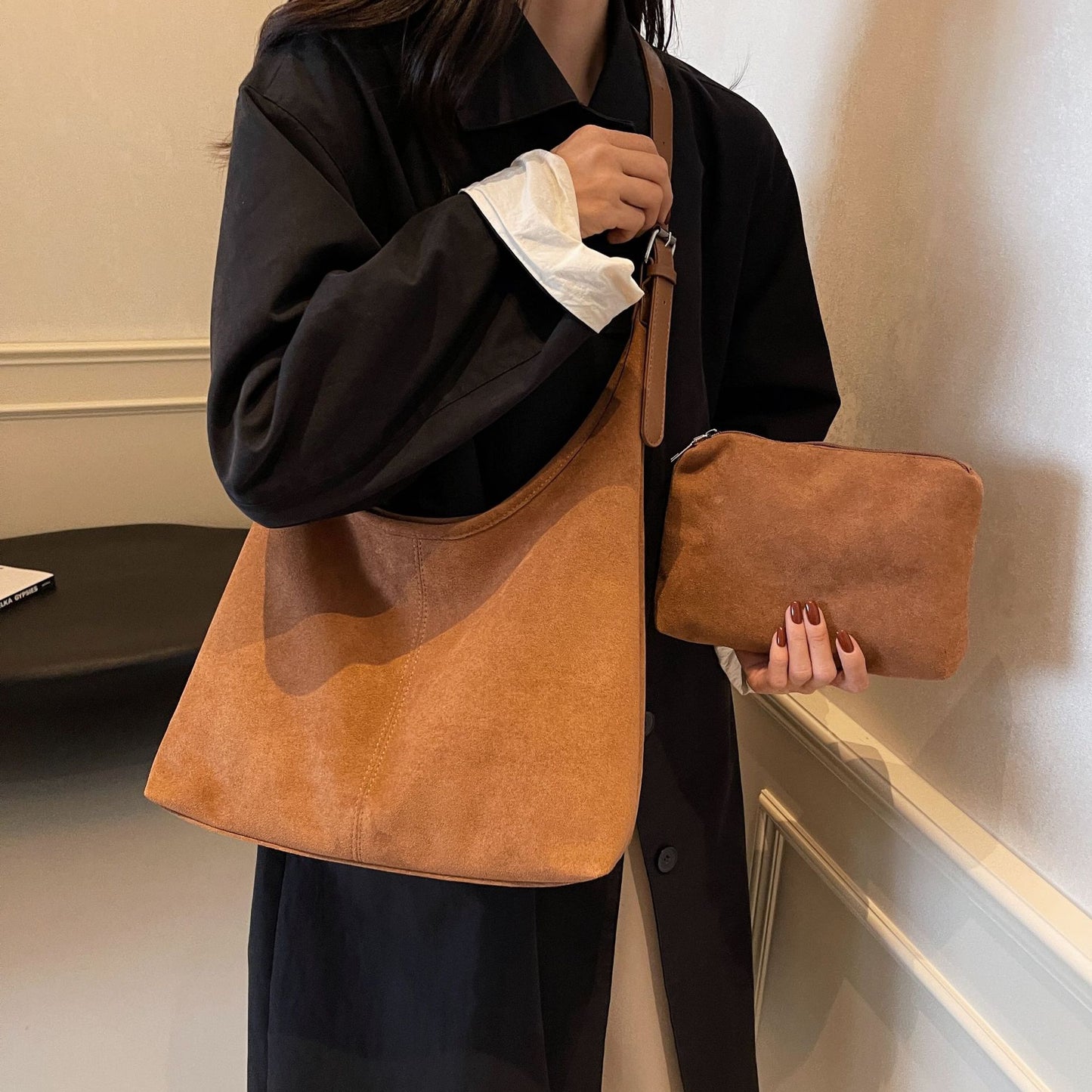 Women's Underarm Retro Textured Leisure Commute Large Shoulder Bags