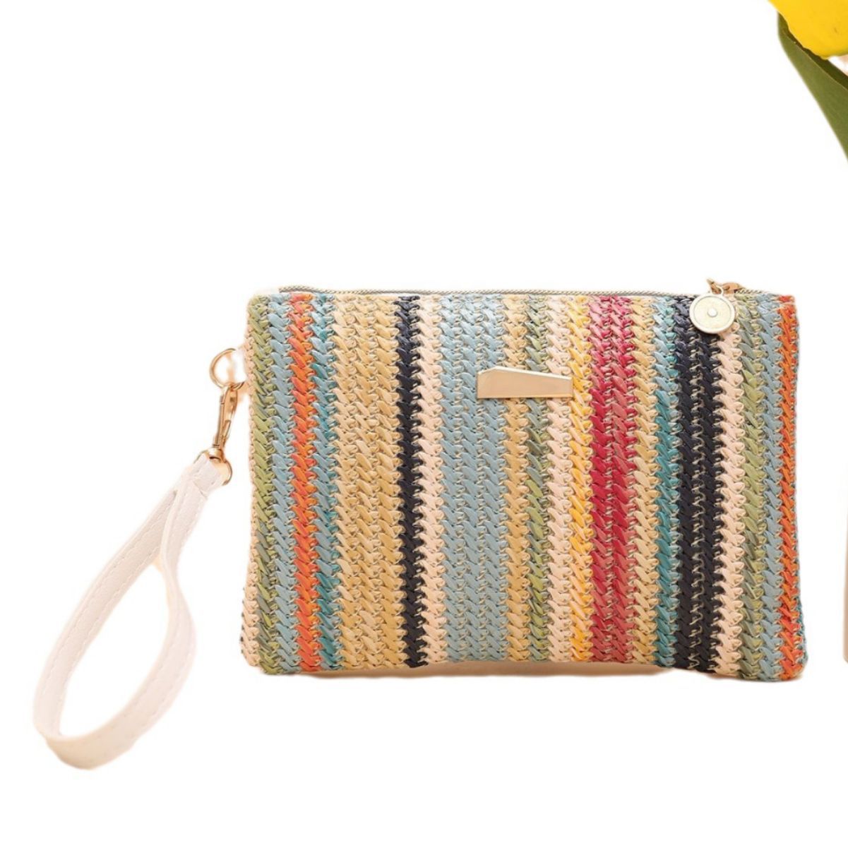 Women's Fashion Rainbow Woven Summer Clutch Fresh Crossbody Bags
