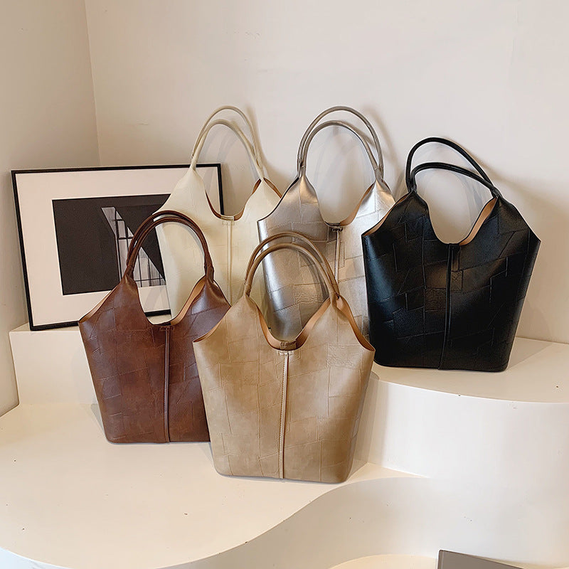 Women's Large Capacity Stitching Korean Commute One Shoulder Bags