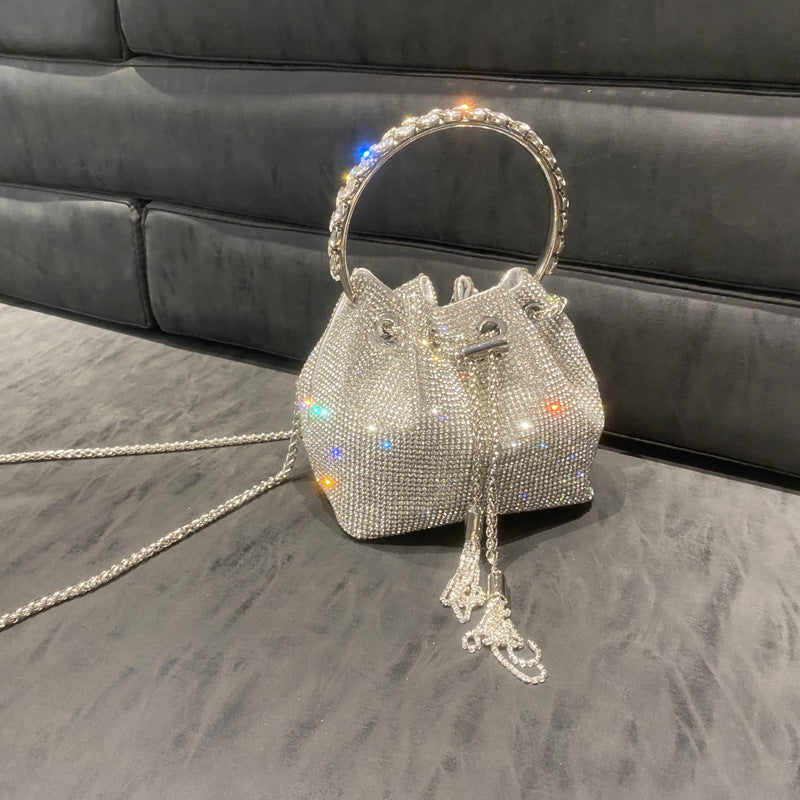 Women's Beautiful Rhinestone Round Chain Diamond Shoulder Bags