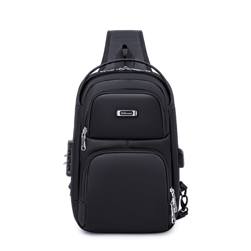 Slouchy Men's Trendy Waterproof Leisure Password Men's Chest Bags