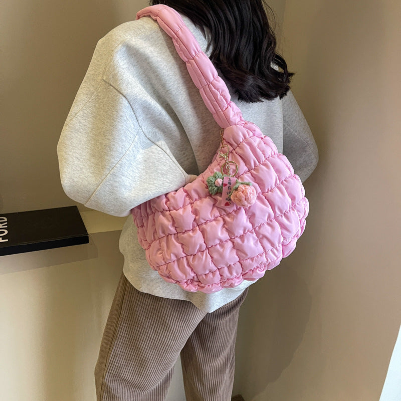 Women's & Men's Niche Popular Bubble Down Cotton Korean Fashion Shoulder Bags
