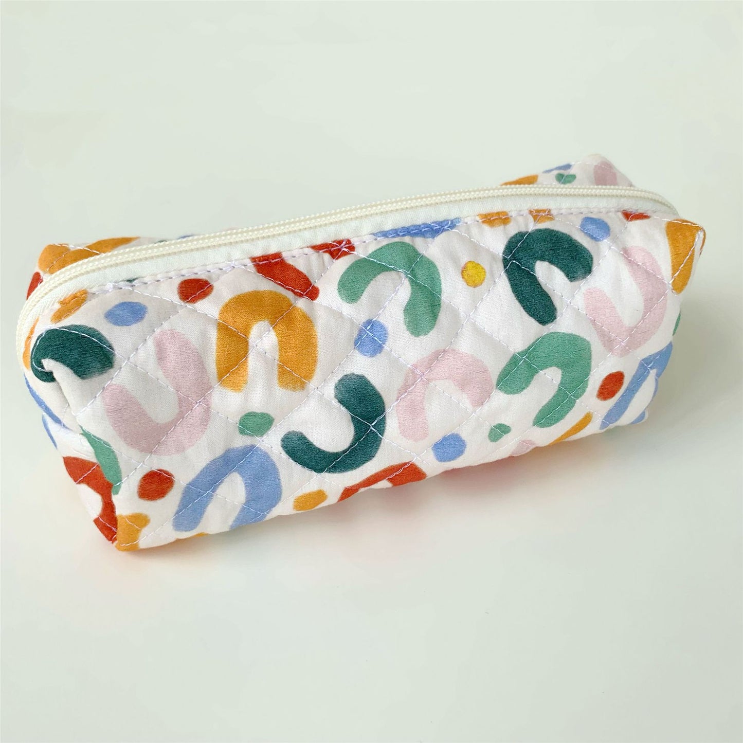 Brush Cotton Embroidery Quilted Large Capacity Pencil Cosmetic Bags