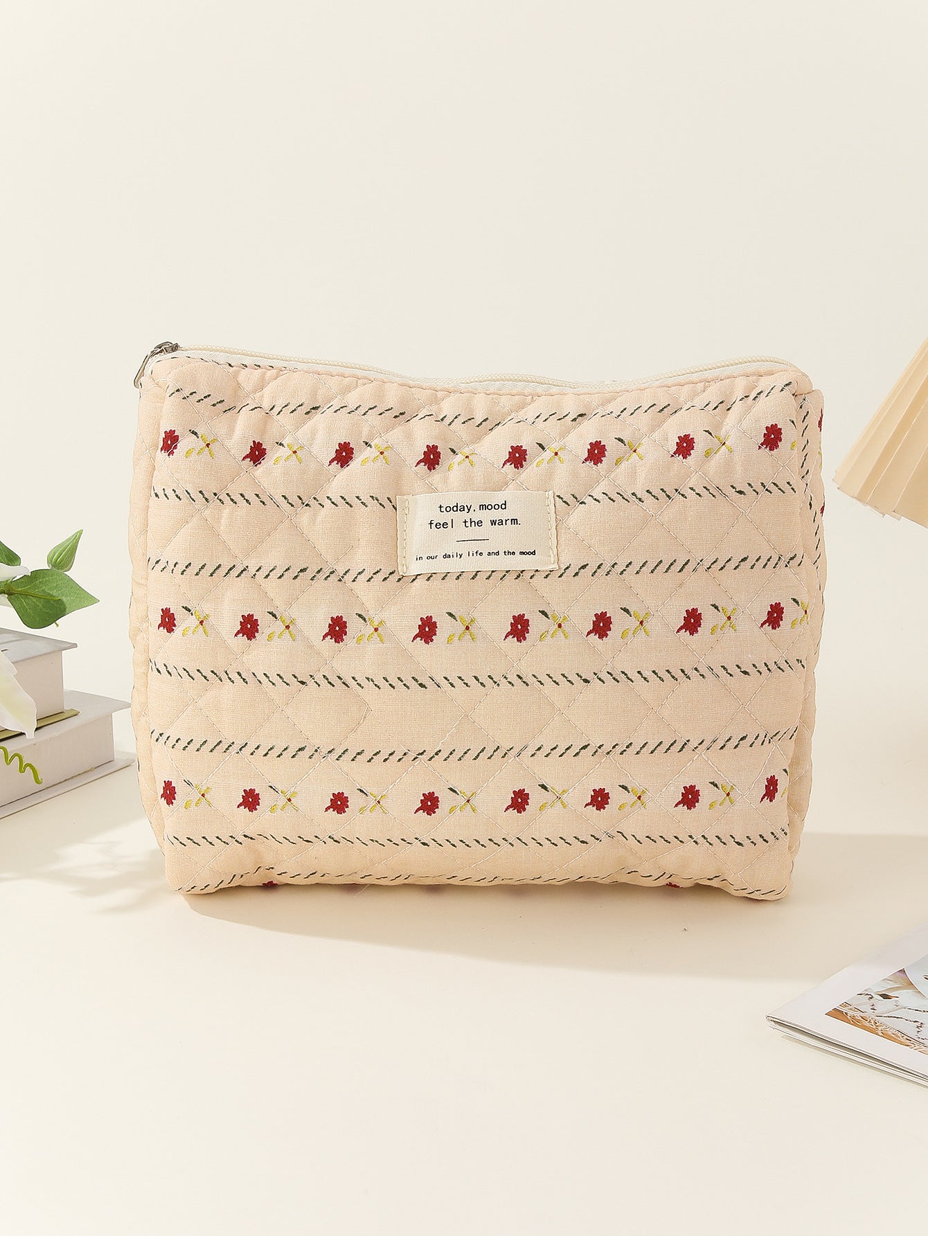 Capacity Liner Floral Storage Carrying Quilted Cosmetic Bags
