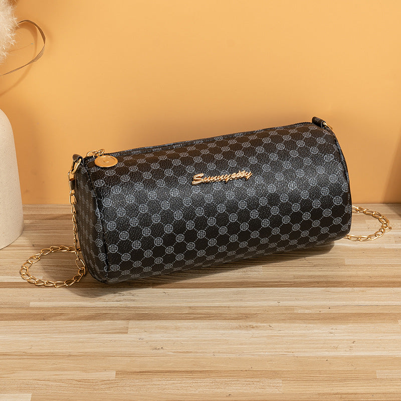 Simple Round Rhombic Pattern Cloth Chain Shoulder Bags