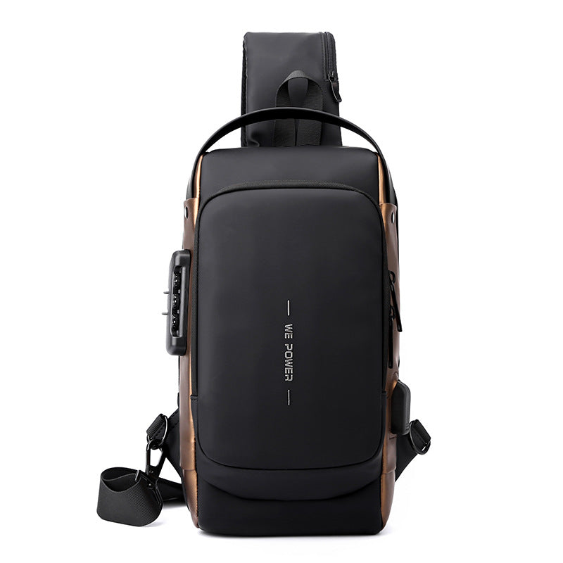 Men's Password Motorcycle Trendy Cool Riding Carpetbag Men's Chest Bags