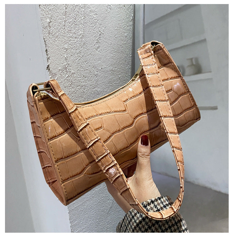 Women's Fashionable Stone Pattern Texture Western Style Leisure Bags