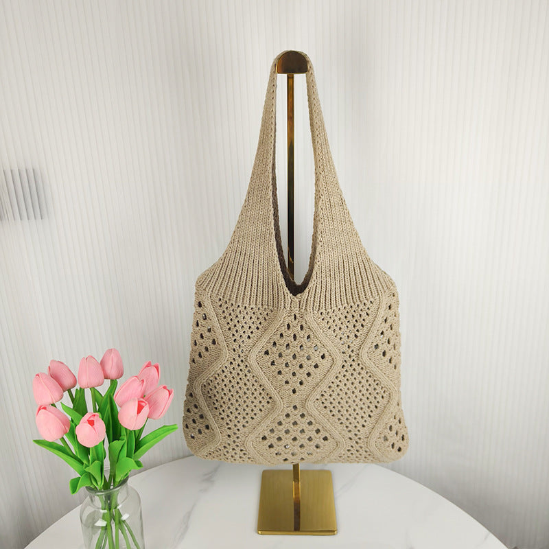 Knitted Hollow Beach Woven Goddess Festival Shoulder Bags