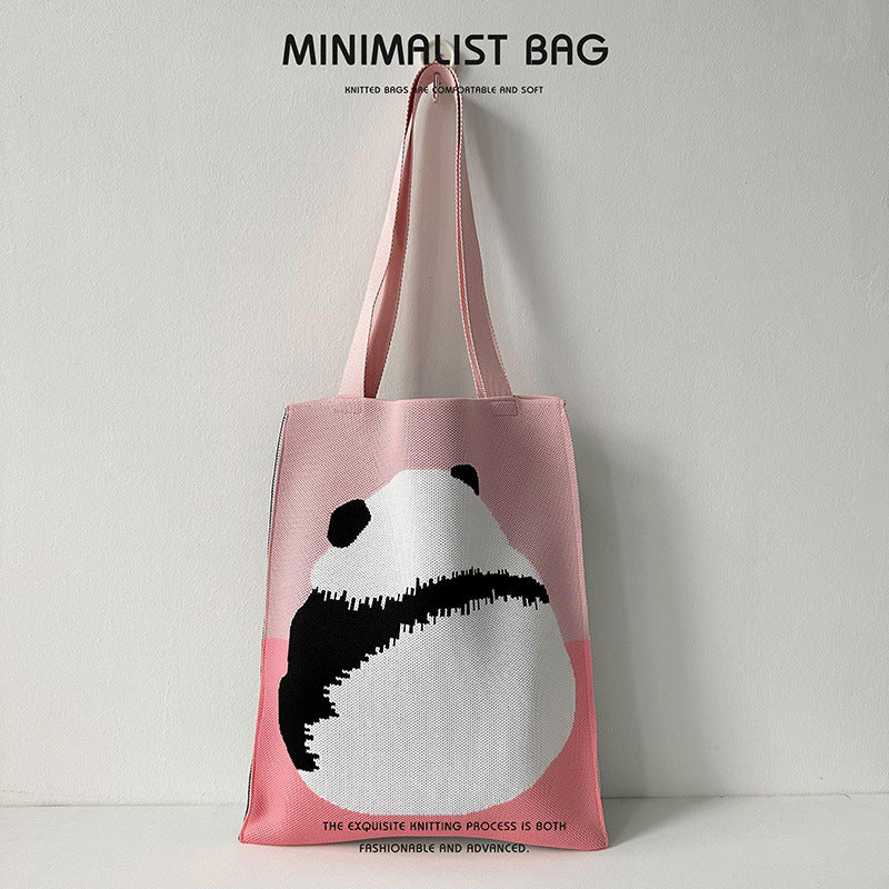 Design Cute Panda Knitted Korean Style Shoulder Bags