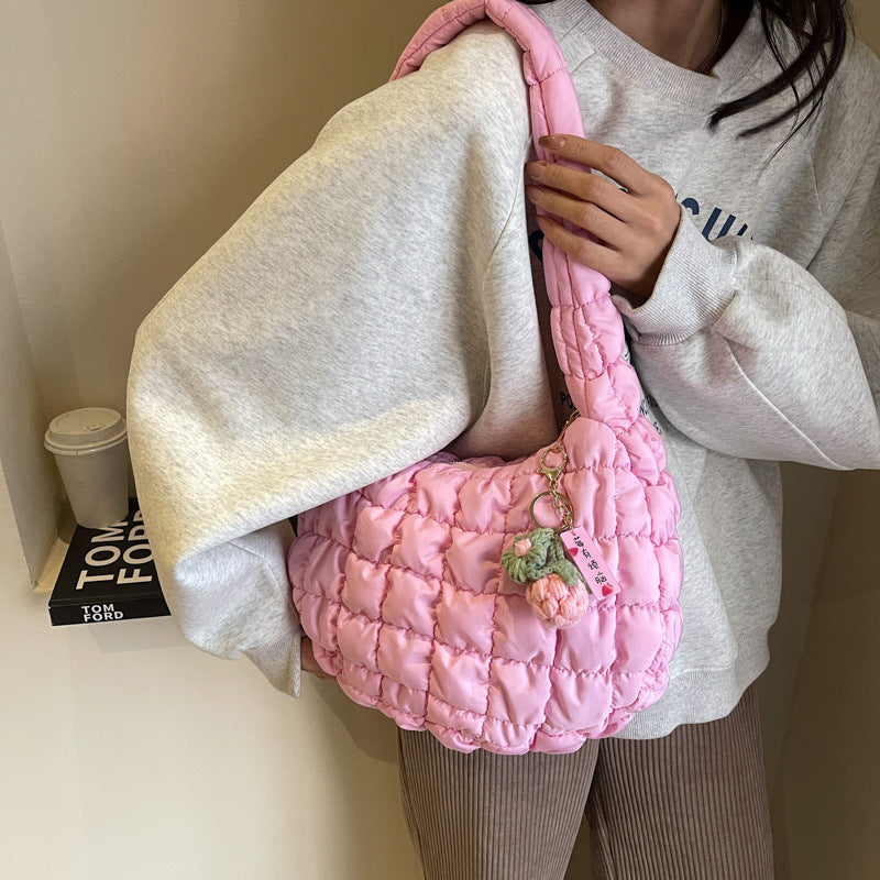 Women's & Men's Niche Popular Bubble Down Cotton Korean Fashion Shoulder Bags