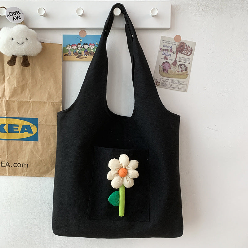 Women's Canvas Fresh Flower Artistic Colorful Red Shoulder Bags