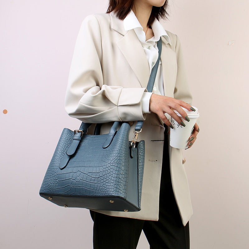 Women's Classic Crocodile Pattern Large Capacity Handbags