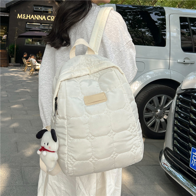 Women's Simple Nylon Plaid Large Capacity Trendy Backpacks