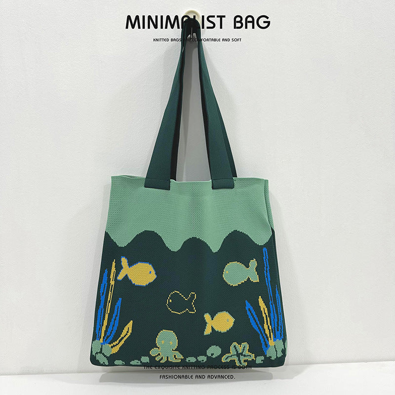 Women's Octopus Cartoon Versatile Large Capacity Good-looking Shoulder Bags