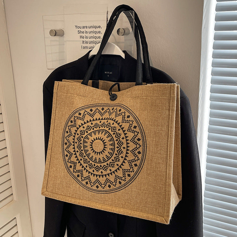Women's Capacity Linen Fashion For Moms Class Shoulder Bags