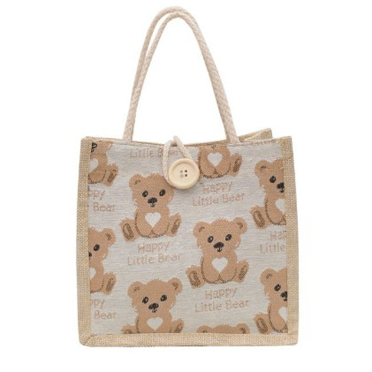 Women's Bear Linen Outing Style Fashion Shoulder Bags