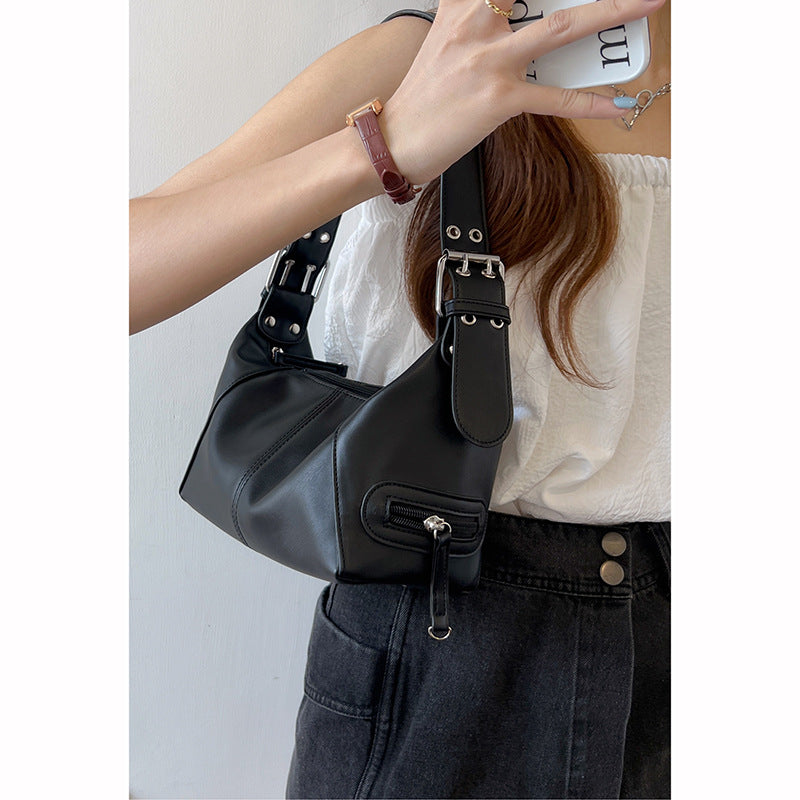 Cool Drag Niche Design Leather Zip One Shoulder Bags
