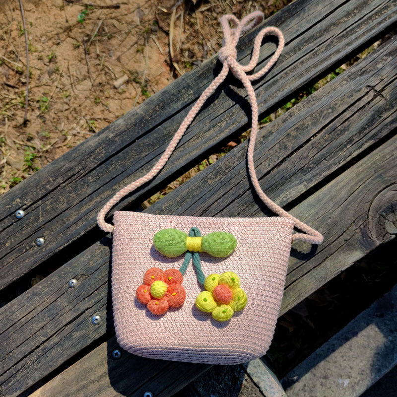 Children's Summer Weaving Straw Cute Mobile Western Phone Bags