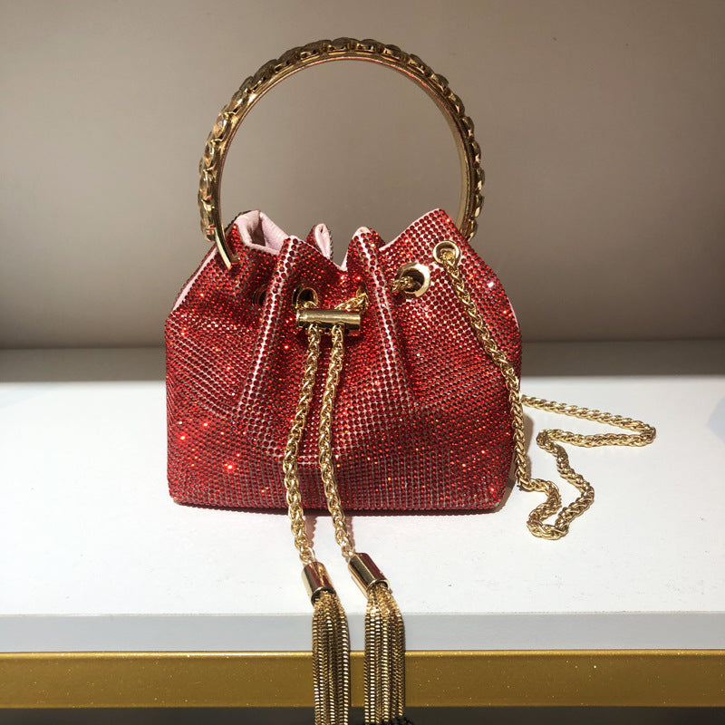 Women's Beautiful Rhinestone Round Chain Diamond Shoulder Bags