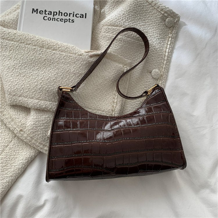 Women's Fan Fashion Embossing Hand Temperament Stone Shoulder Bags