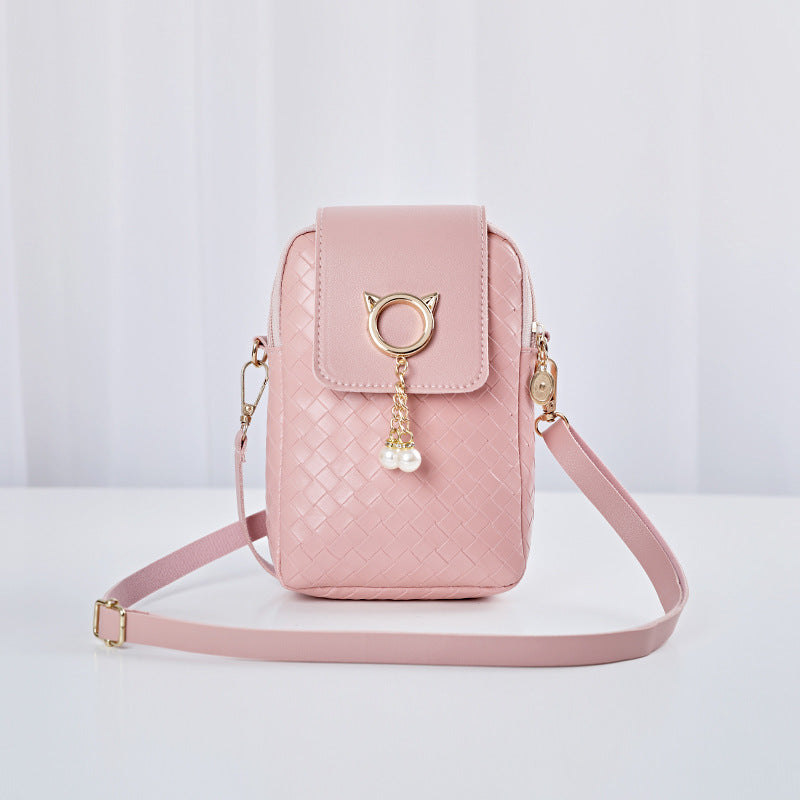 Women's Spring Fashion Woven Mini Pearl Shoulder Bags