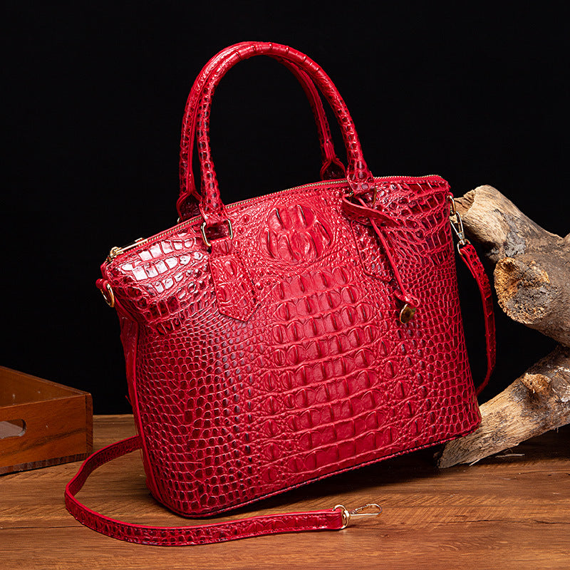 Women's Portable Retro Crocodile Pattern Brahmin Crossbody Bags